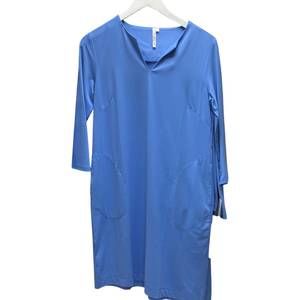 NEW LULU-B women's travel dress with pocket in clear blue